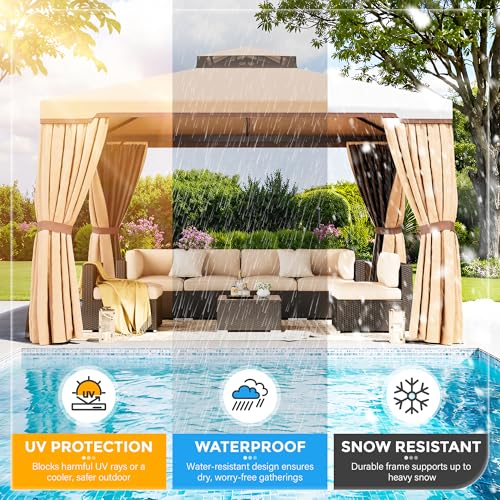 10 x 10 FT Outdoor Gazebo with Vented Soft Canopy and Mosquito Netting Y39386