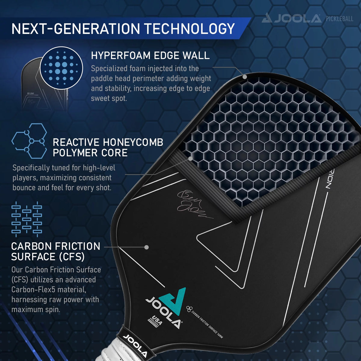 16mm Carbon Pickleball Paddle O40476