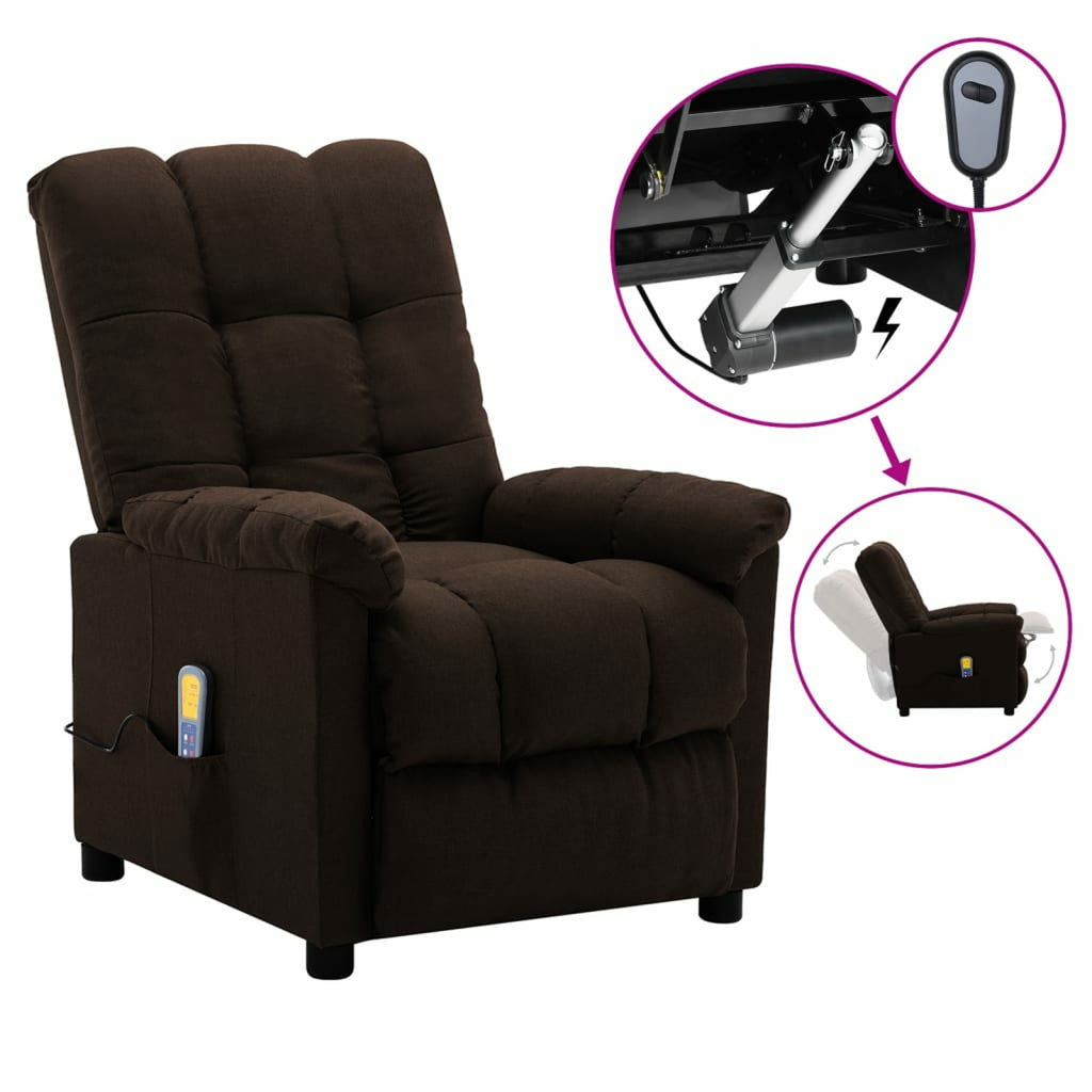 Electric Massage Reclining Chair with Adjustable Footrest and Backrest Fabric Sofa Chair Recliner Dark Brown J426