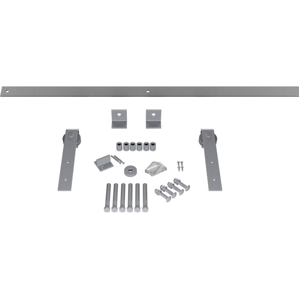 Barn Door Hardware Set w/ 5' Track for 1 3/4 inch Doors, Flint Gray, Track Length: 60 inch Q67261