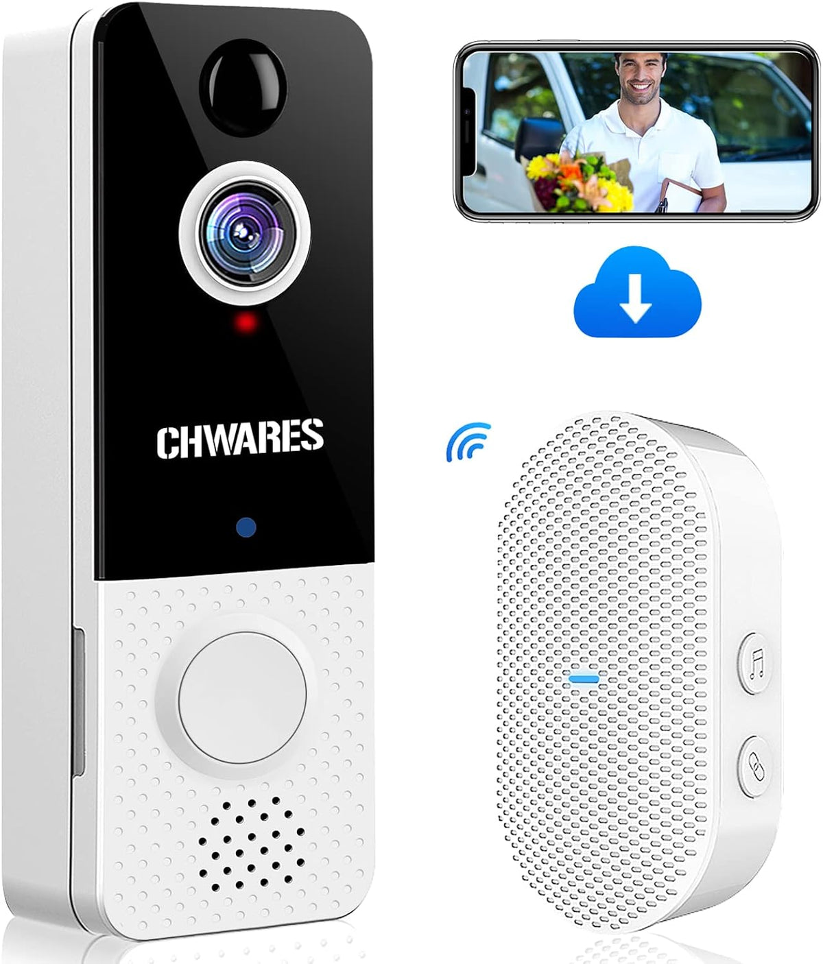 1080p HD Wireless Video Doorbell Camera with Night Vision C7008
