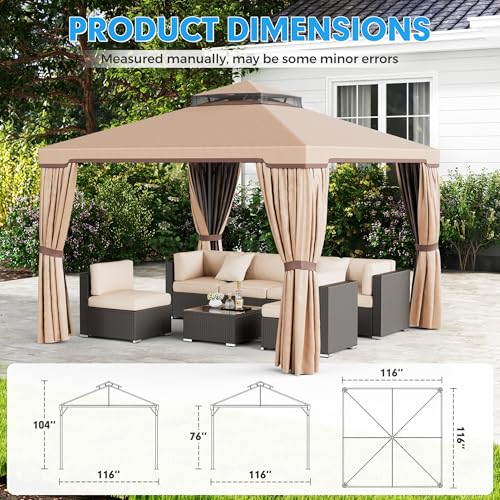 10 x 10 FT Outdoor Gazebo with Vented Soft Canopy and Mosquito Netting Y39386