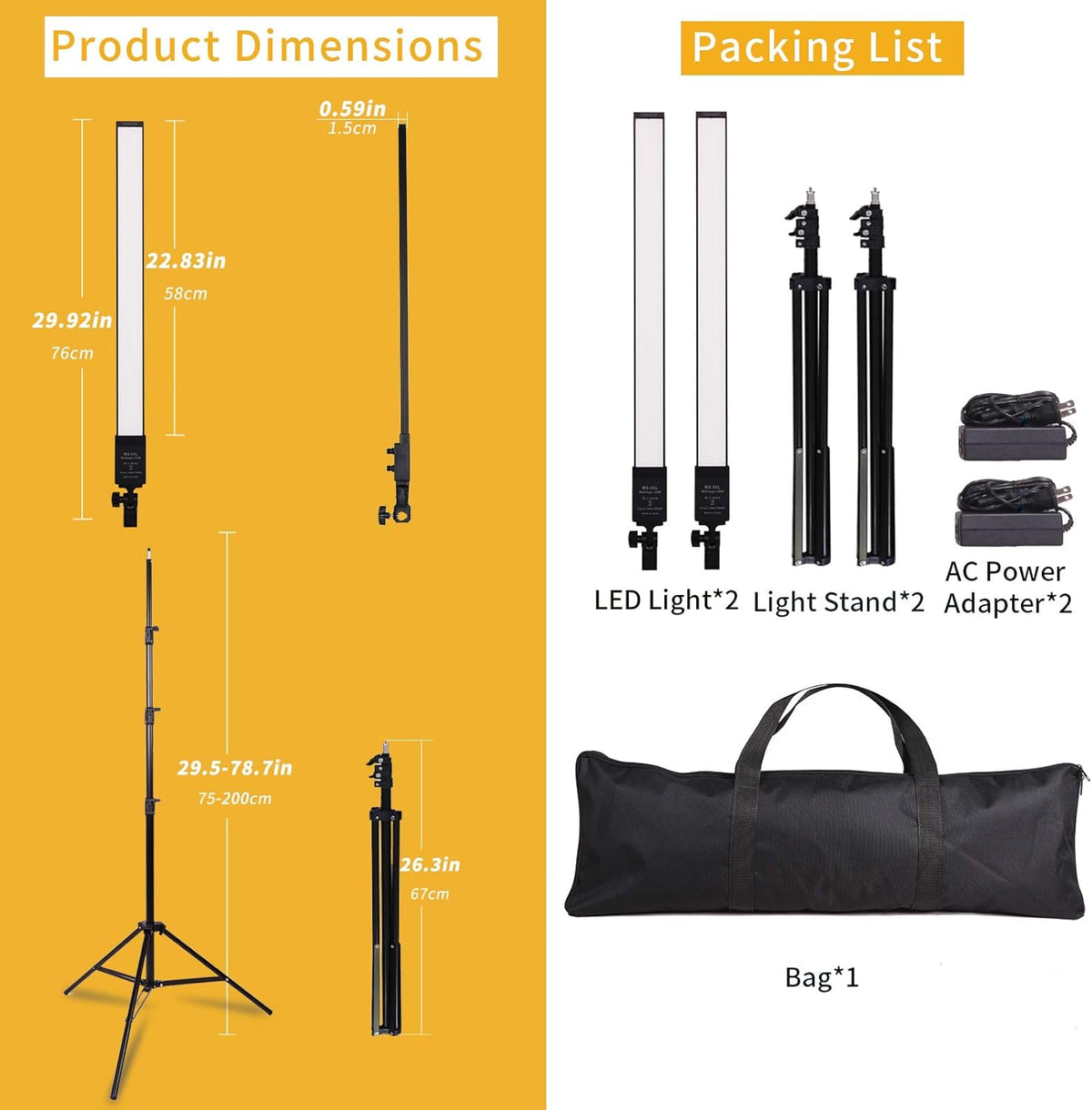 36w Dimmable LED Photography Light Kit with Tripod Stand Bag Q849437