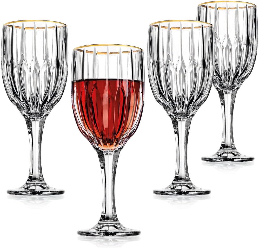 Set of 4 Wine Glass with Gold Rim J1995