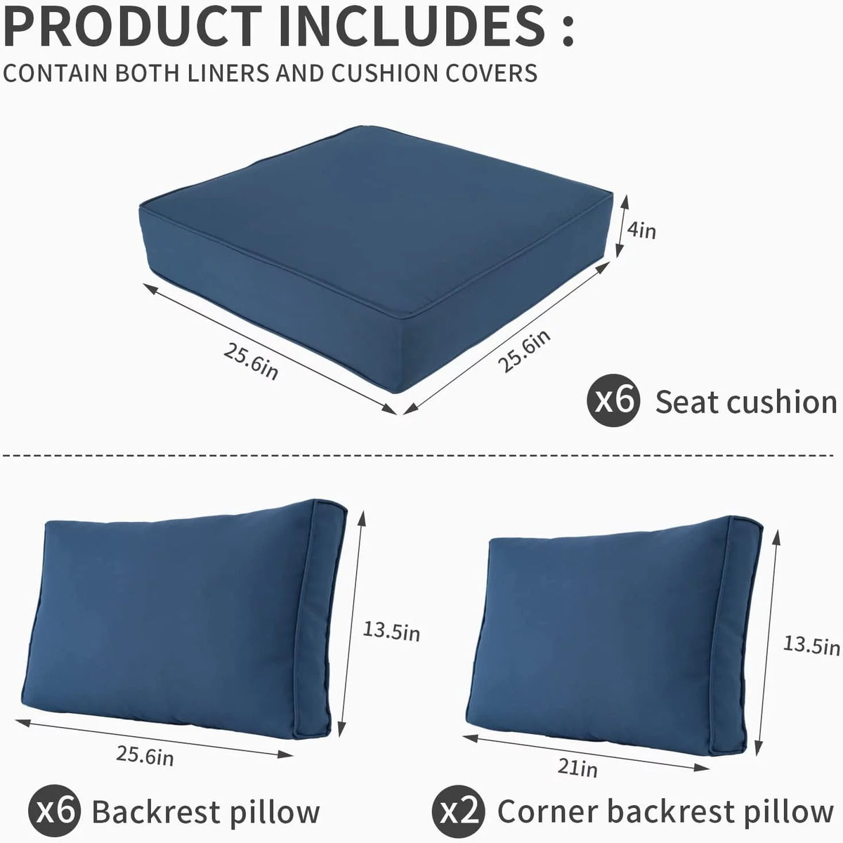 Water-Resistant Outdoor Replacement Cushions for 7-Piece Sectional I65293