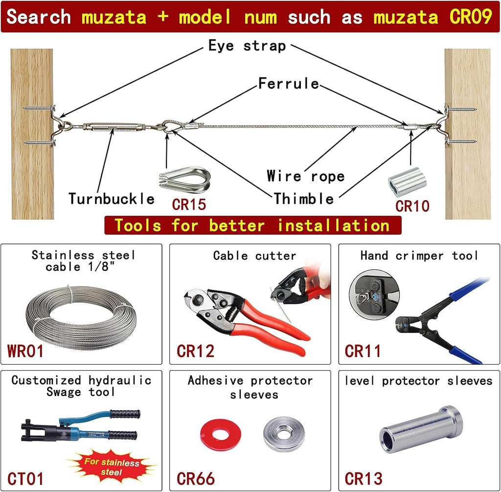 1/8 Cable Railing Kit Hardware Stainless Steel Turnbuckle Z171234