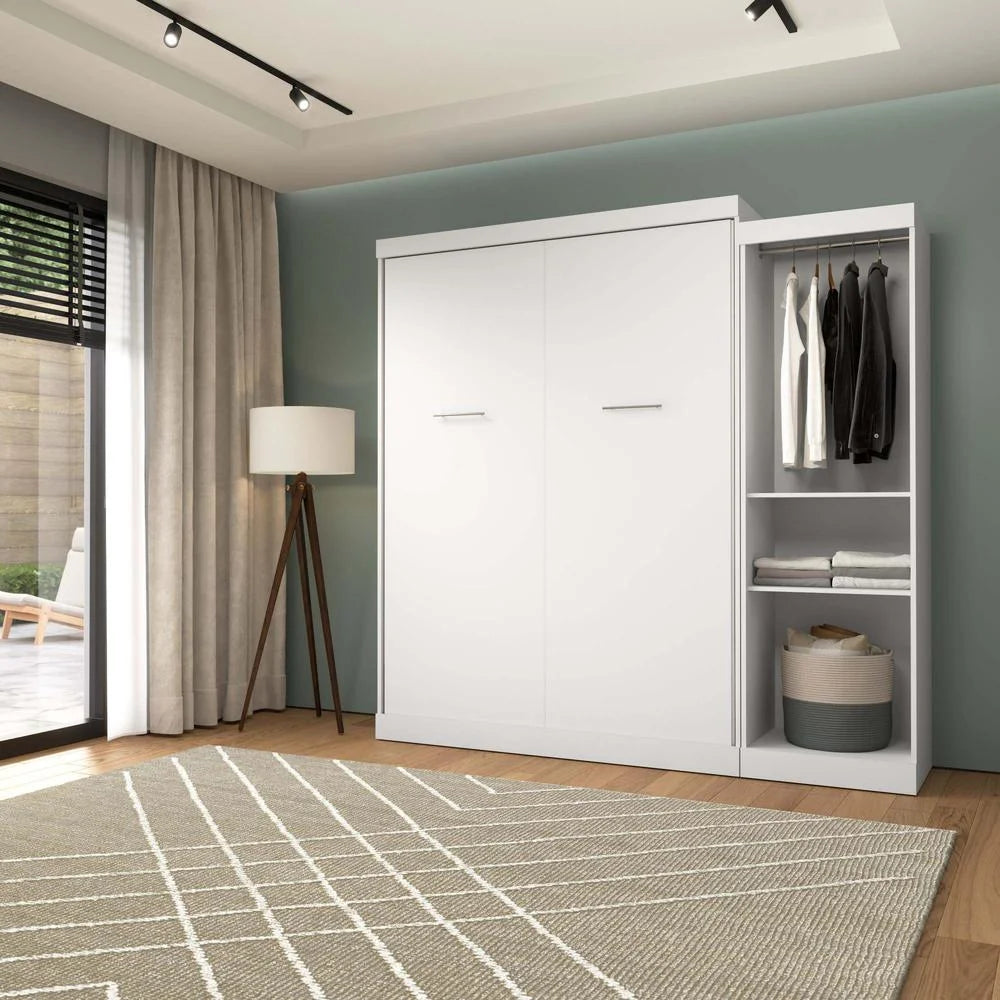 Queen Murphy Bed with Closet Organizer in White Q865399