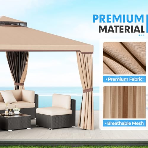 10 x 10 FT Outdoor Gazebo with Vented Soft Canopy and Mosquito Netting Y39386
