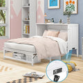 White Queen Size Murphy Bed with Bookcase C25011