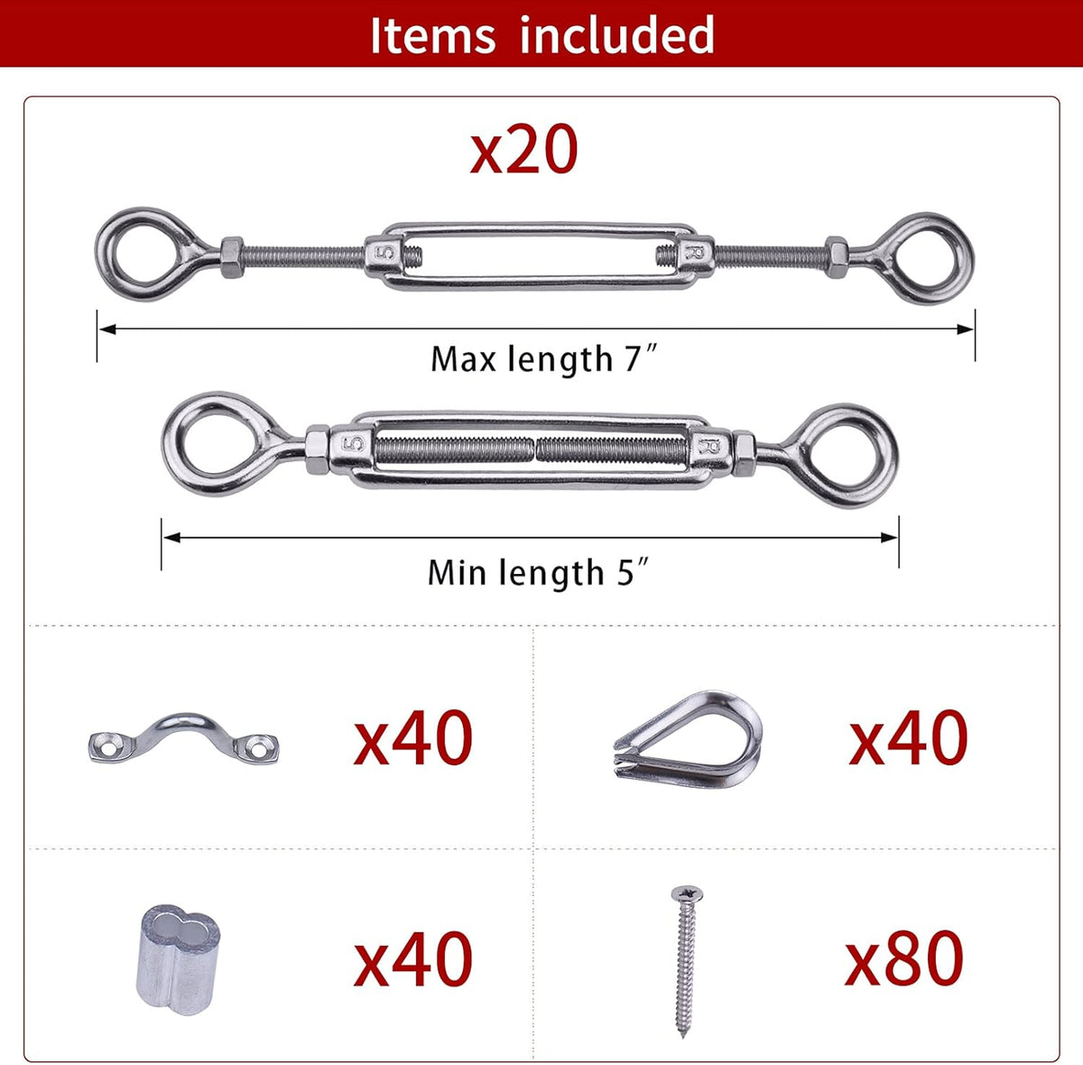 1/8 Cable Railing Kit Hardware Stainless Steel Turnbuckle Z171234