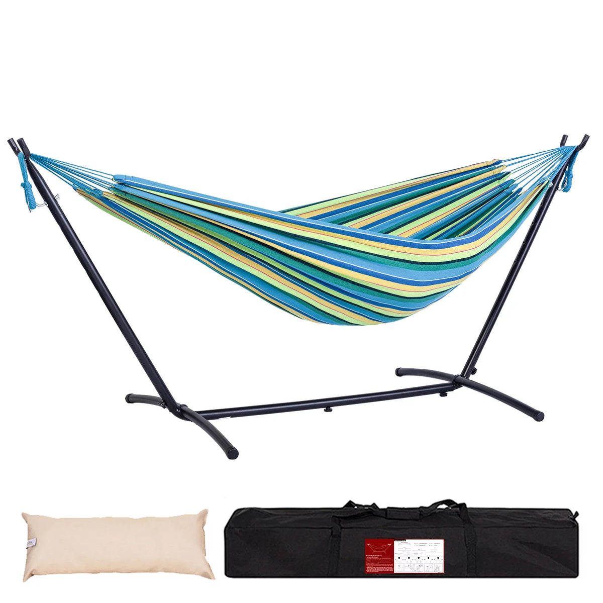 Double Cotton Swing Hammock with Steel Stand L83233