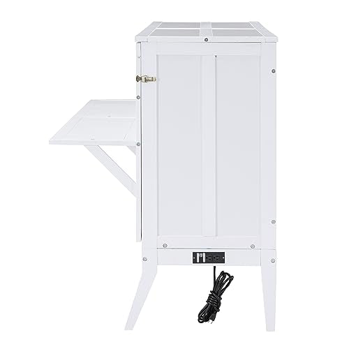 White Queen Size Murphy Bed with Bookcase C25011