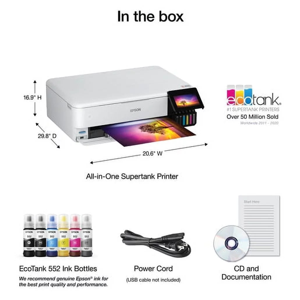 Wireless Wide-format Color All-in-One Supertank Printer with Scanner, Copier, Ethernet and 4.3-inch Color Touchscreen Q5854