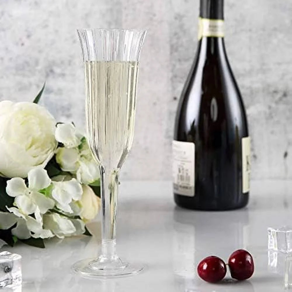 60 Pcs Clear Plastic Champagne Flutes P98425