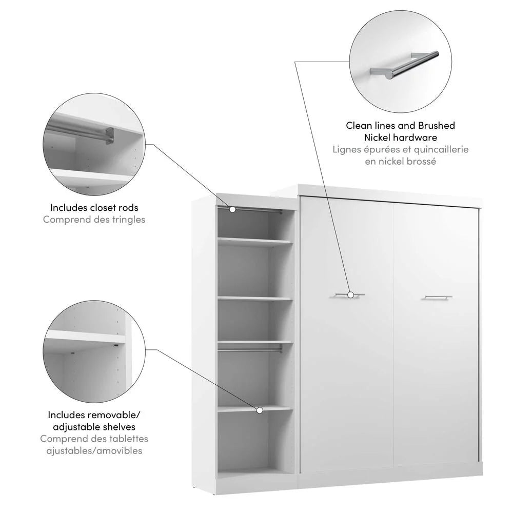 Queen Murphy Bed with Closet Organizer in White Q865399