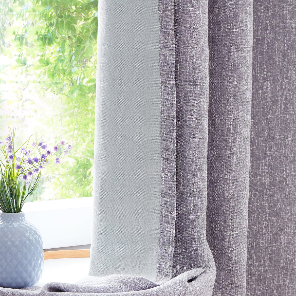 100% Blackout Linen Texture Curtain Panels 50"x95"x2 S29045