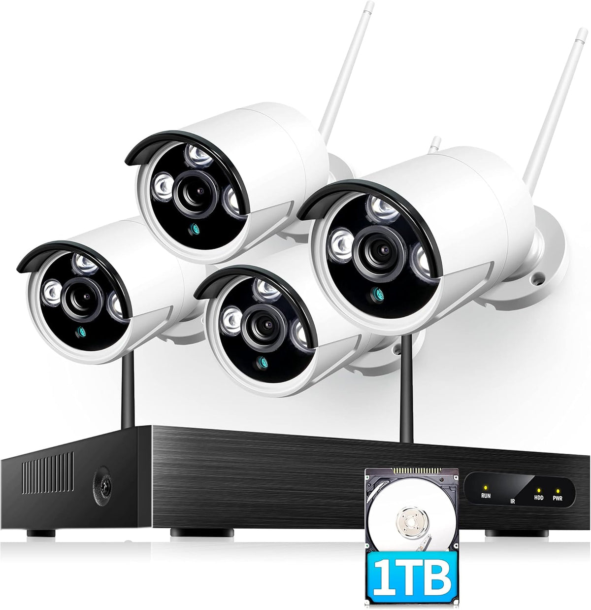 1080P 8CH NVR 4Pcs Wireless Security Camera System with 1TB Hard Drive H112