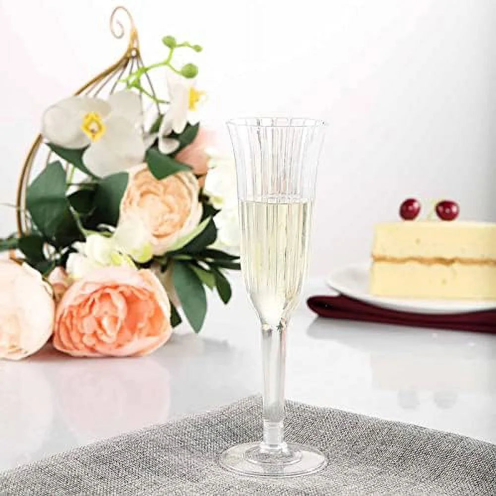 60 Pcs Clear Plastic Champagne Flutes P98425