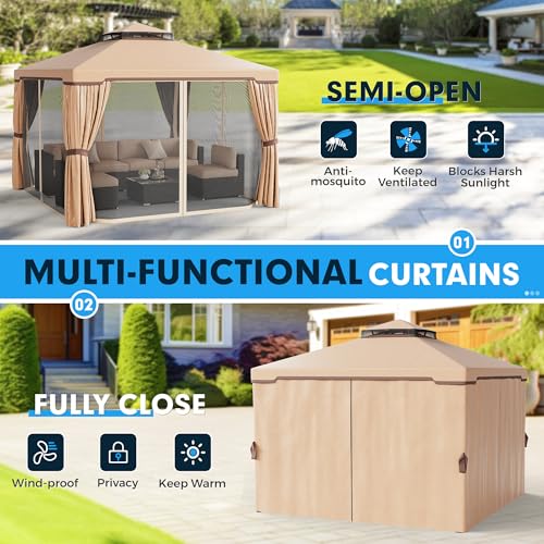 10 x 10 FT Outdoor Gazebo with Vented Soft Canopy and Mosquito Netting Y39386