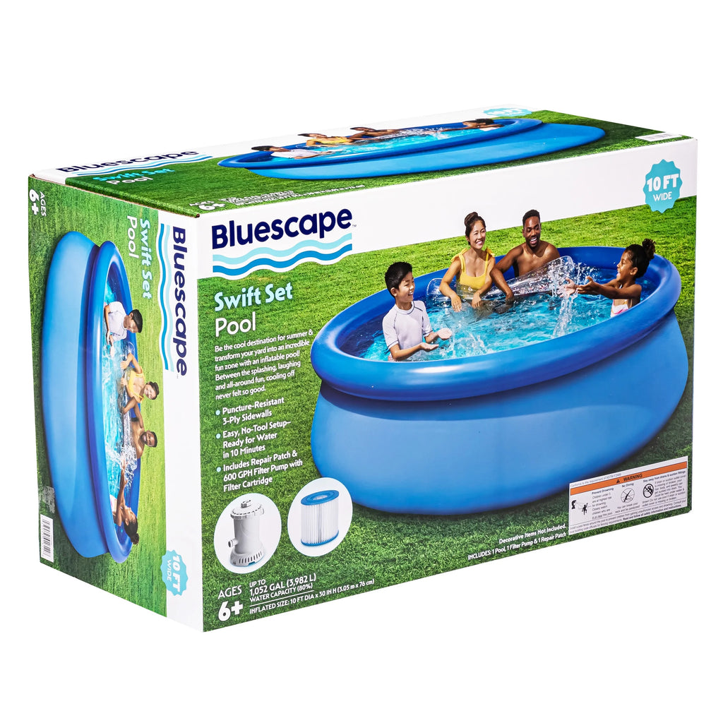 10ft Round Above Ground Ring Swimming Pool with Cartridge Filter Pump P77133