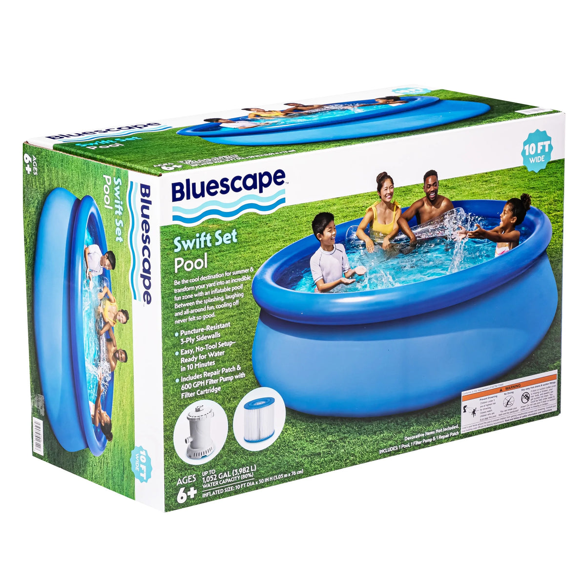 10ft Round Above Ground Ring Swimming Pool with Cartridge Filter Pump P77133