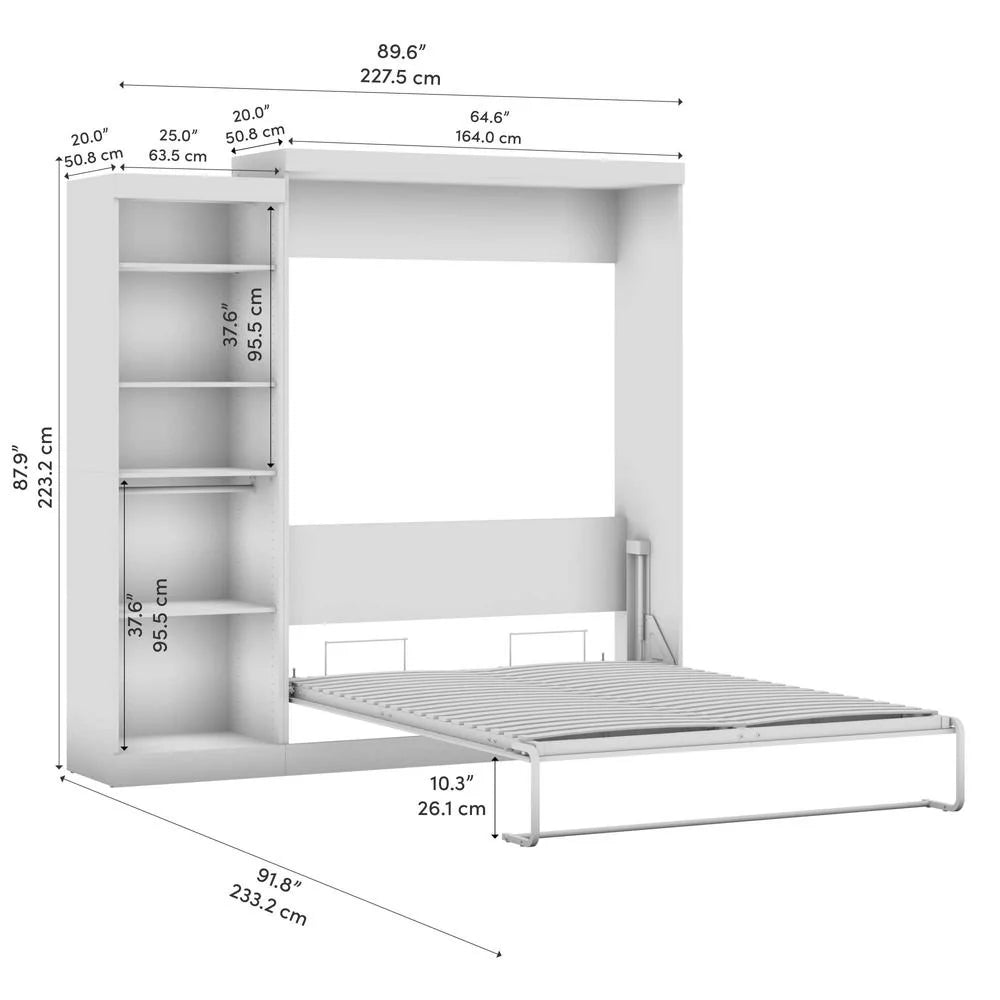 Queen Murphy Bed with Closet Organizer in White Q865399
