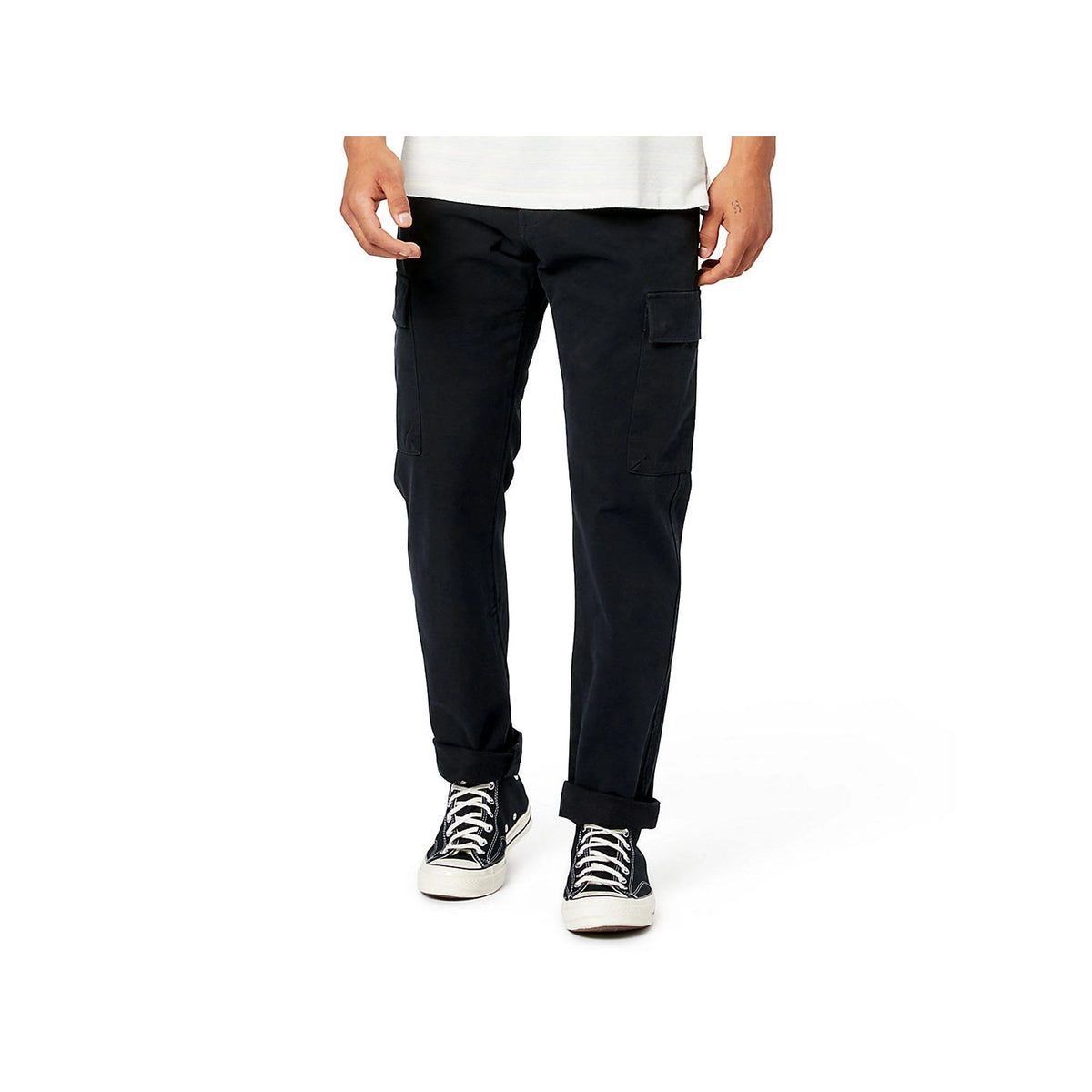 Black Straight Fit Cargo Pants J3532