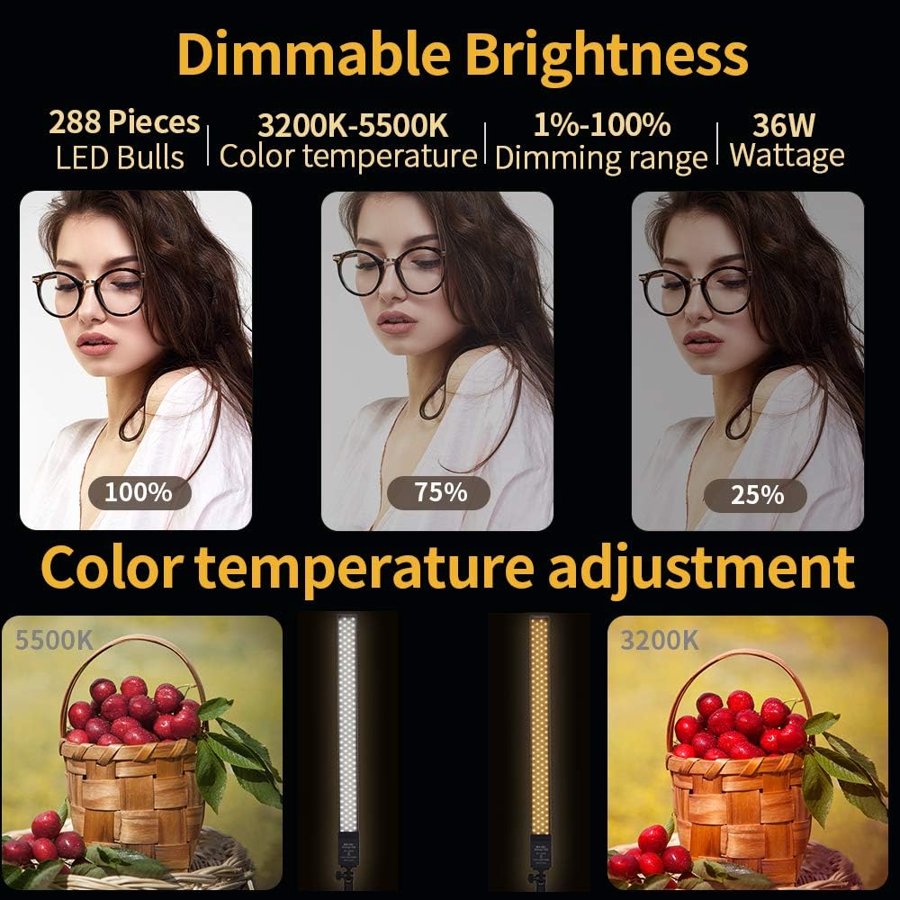 36w Dimmable LED Photography Light Kit with Tripod Stand Bag Q849437