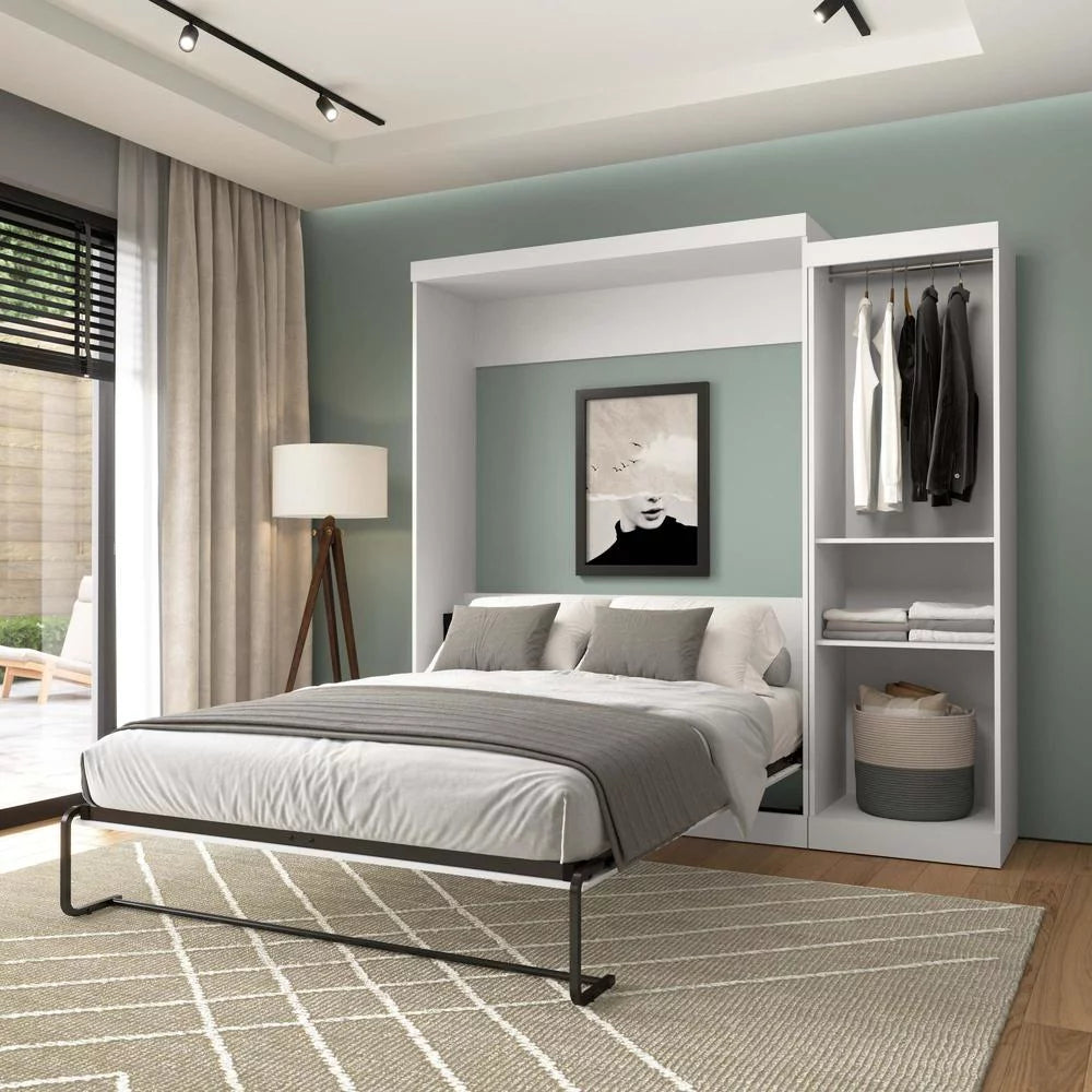Queen Murphy Bed with Closet Organizer in White Q865399