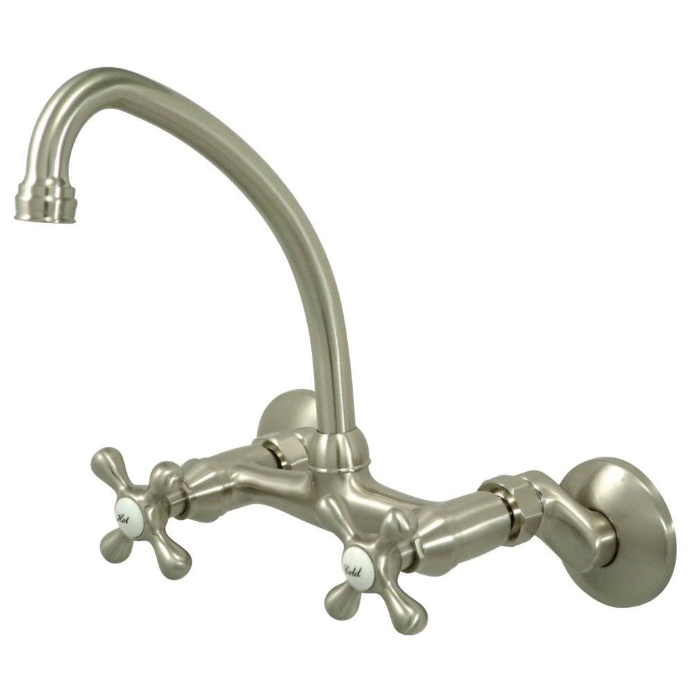 Two Handle High Arch Spout Wall Mount Kitchen Faucet A336